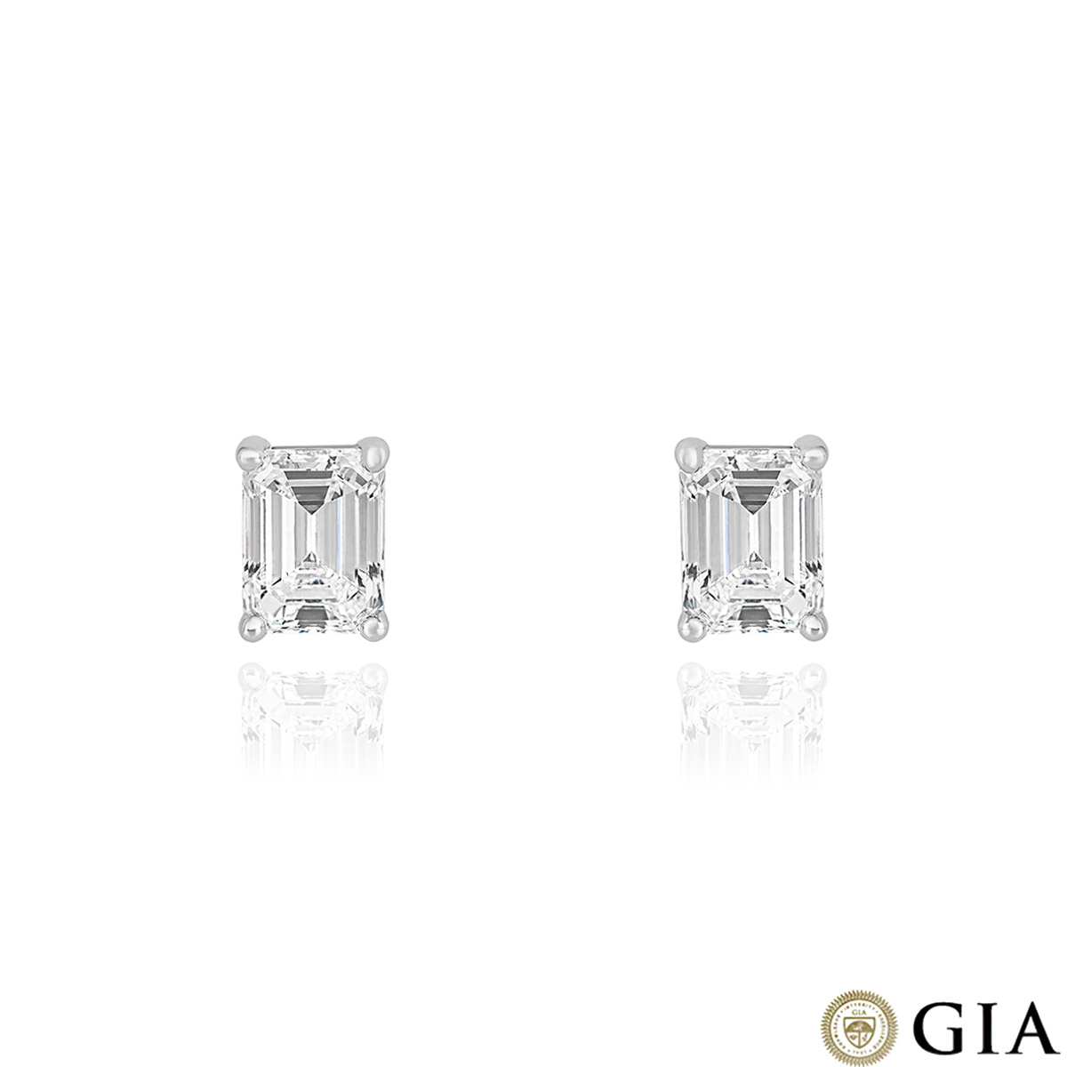 White Gold Emerald Cut Diamond Earrings 2.01ct TDW